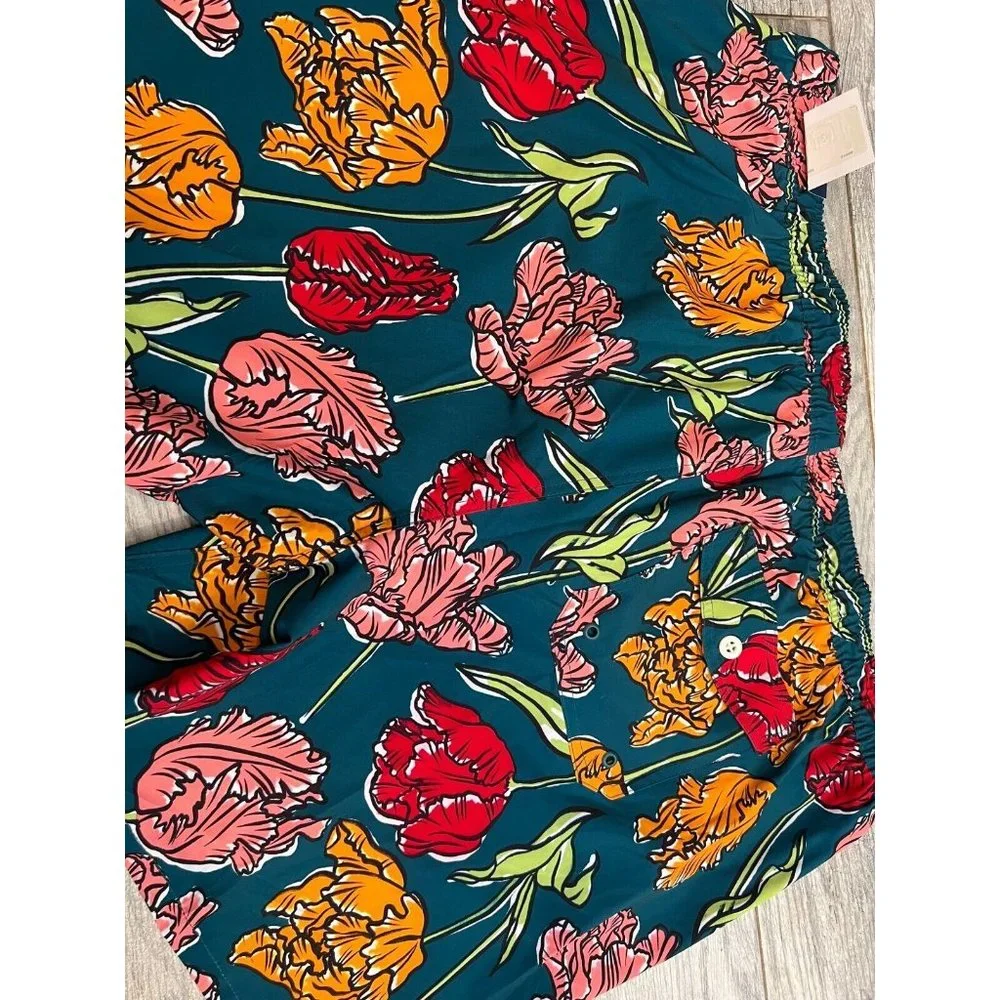 NWT George Swim Trunks Board Shorts‎ 3X UPF 50+ Antique Teal Quick Dry Floral